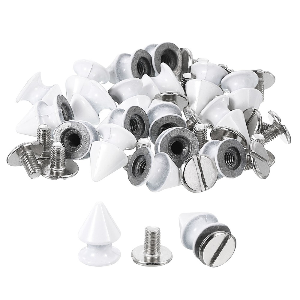 20Sets Cone Spike Stud Rivet,12mm Tree Studs and Spikes White