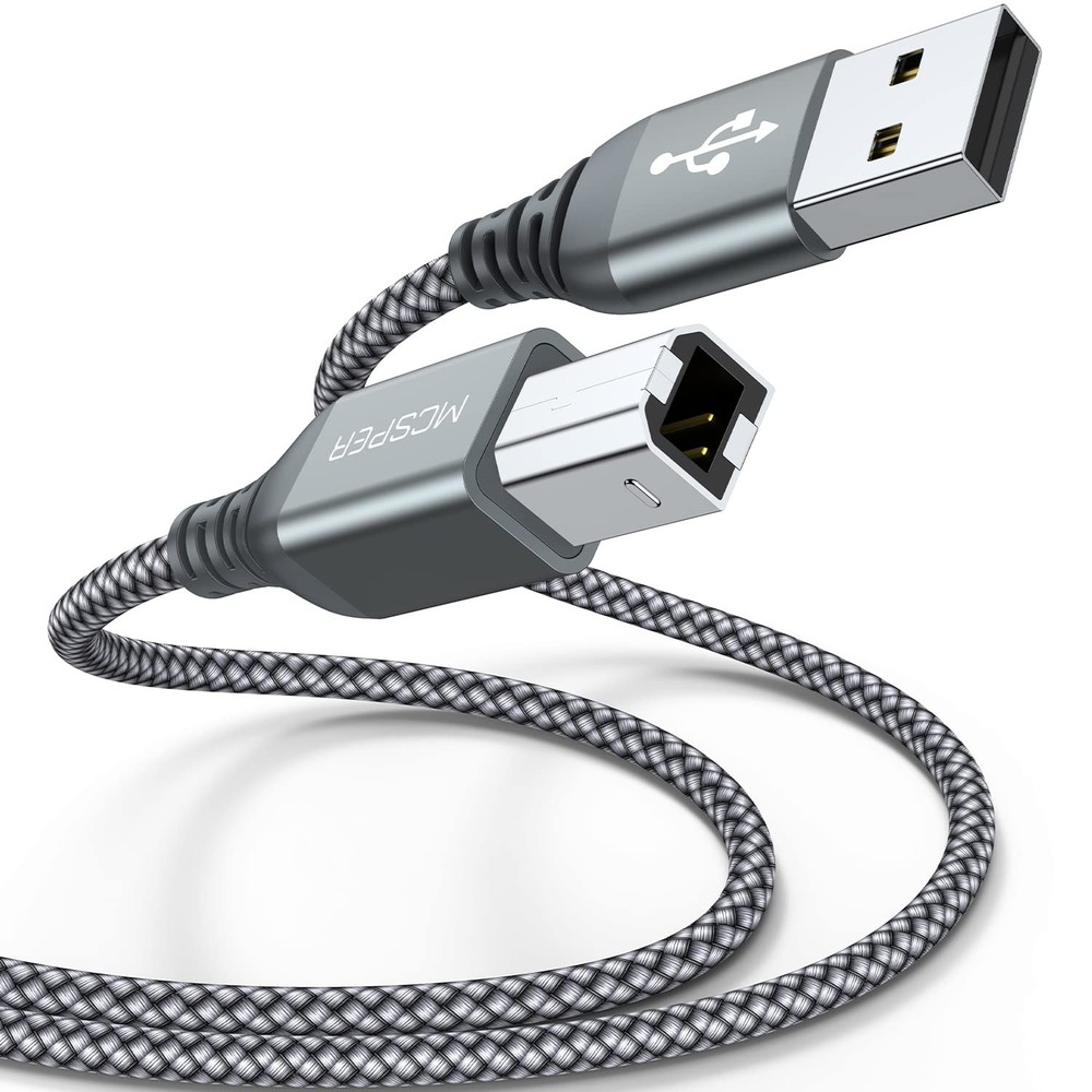 2 Pack USB Printer Cable - 5FT A to B - Compatible 5 feet, Grey