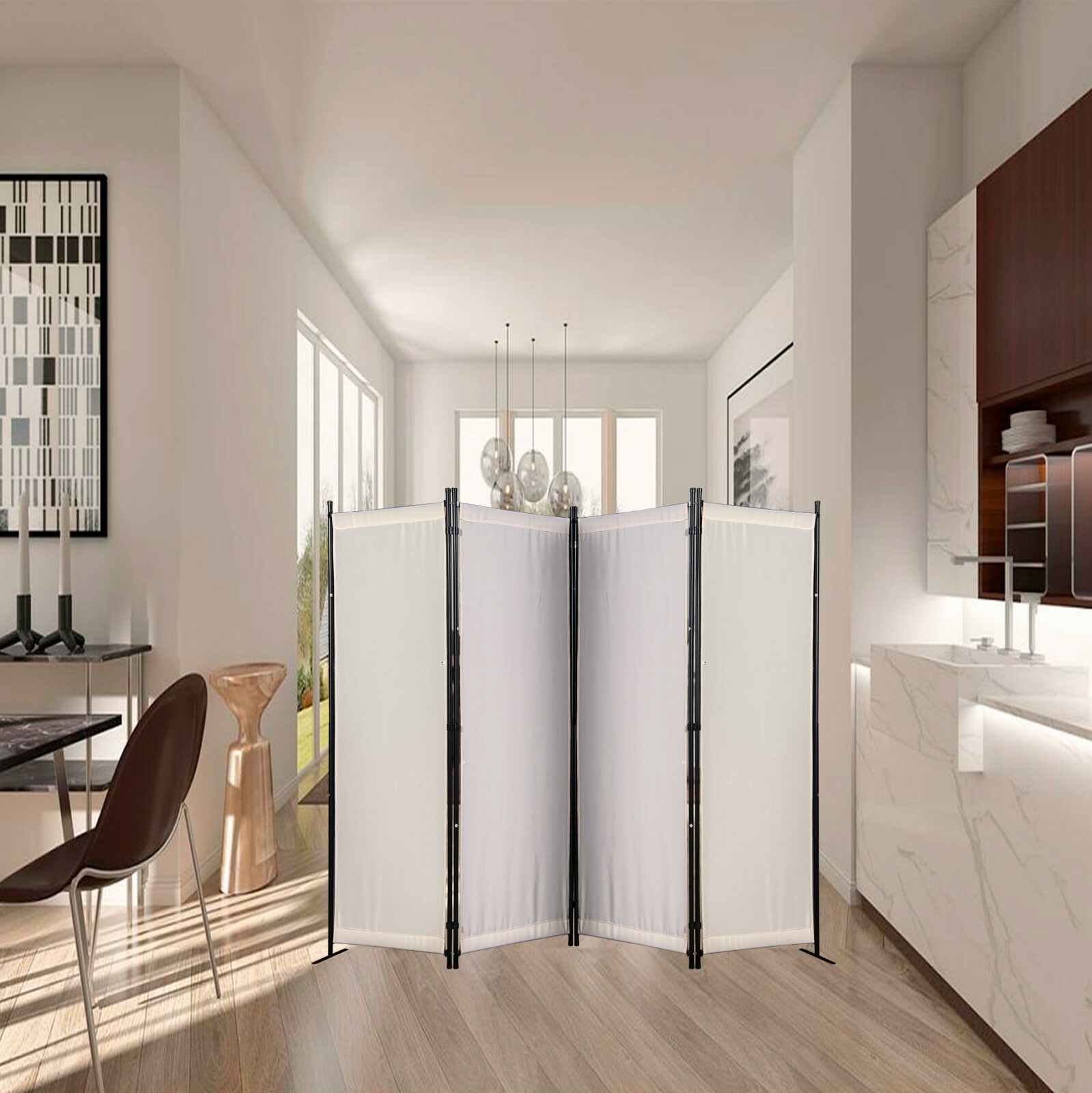 Room Dividers Folding Privacy Screens 4 Panel Partition for Office Home School