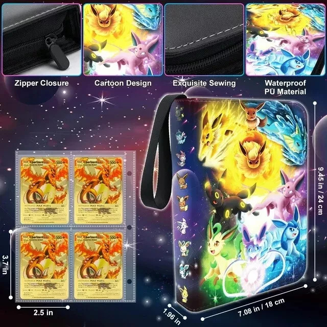 Charizard Card Binder for Pokemon Cards Holder 400 Cards w/ 50 Removable Sleeves