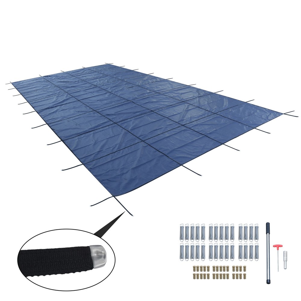 LABLT Blue Inground Heavy-Duty Solid Pool Safety Cover 22x42FT Include Tool
