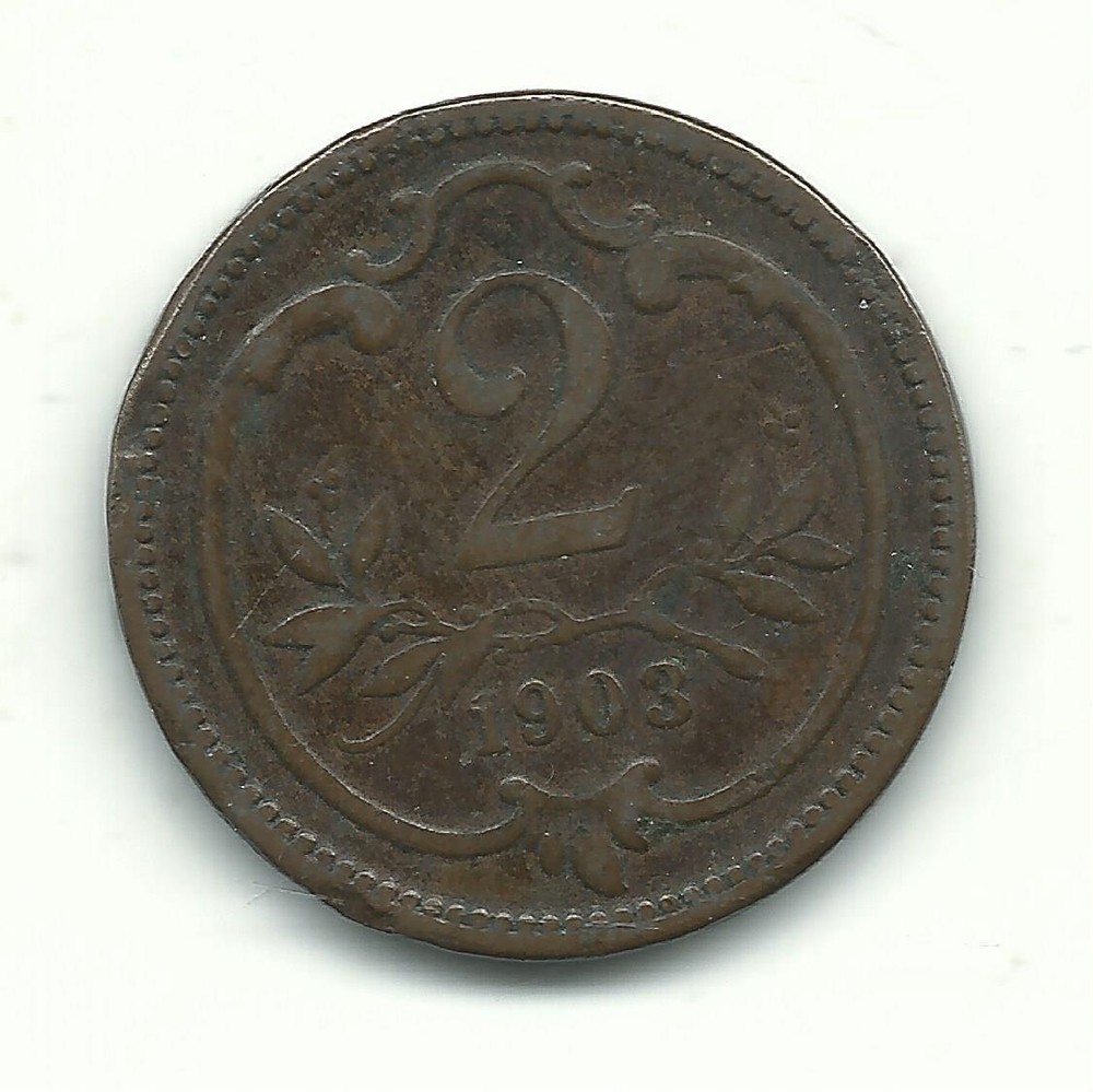HIGHER GRADE 1903 AUSTRIA 2 HELLER COIN-DEC175