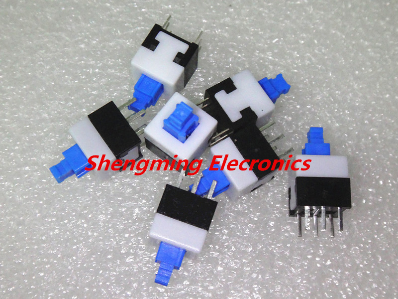 100PCS 8x8mm Push Tactile Power Micro Switch Self lock 6Pin Latching switch