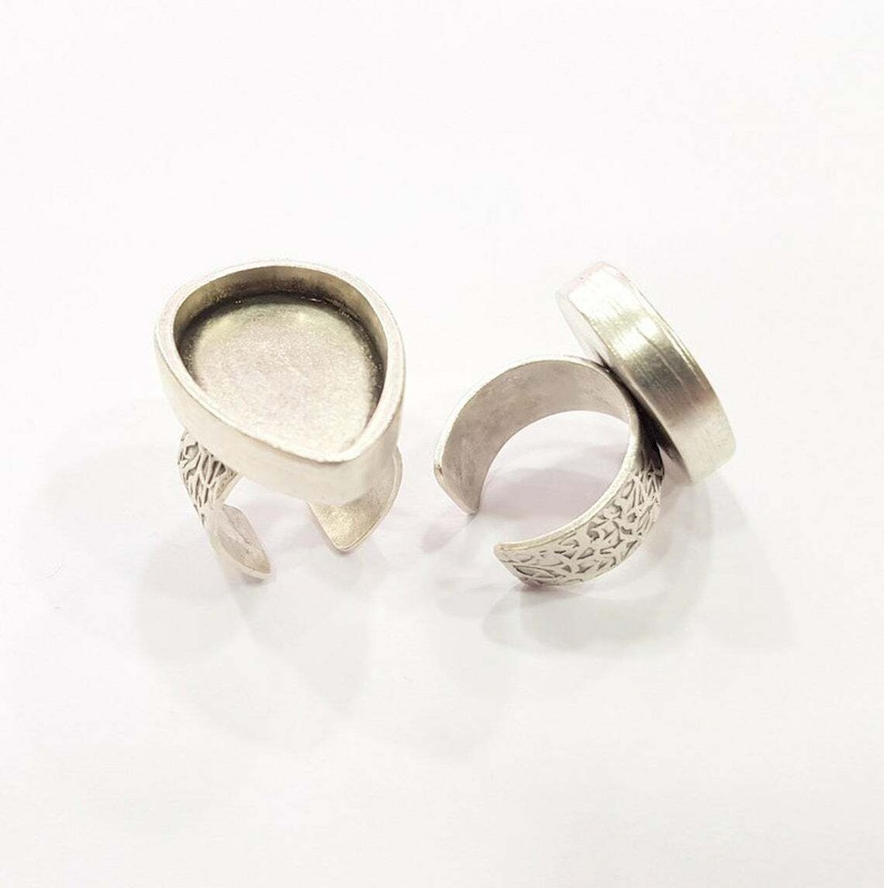 Branch Ring Blank Setting Base Bezel inlay Backs Cabochon Antique Silver
