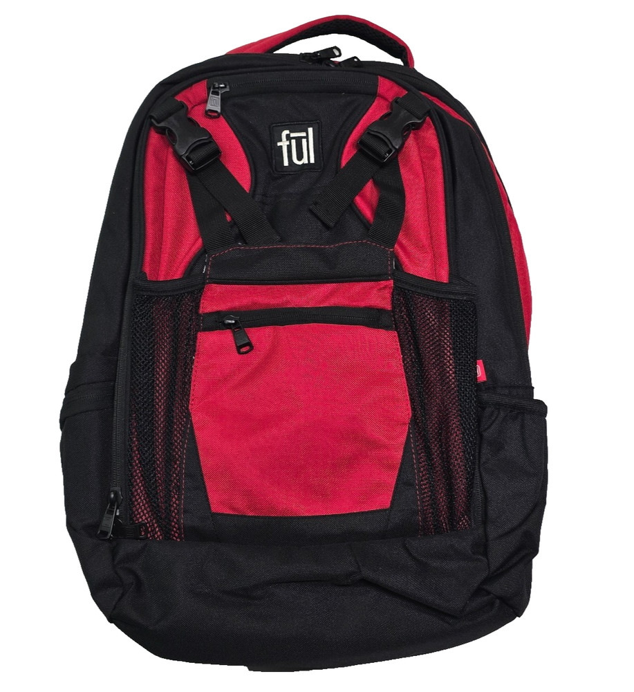 Ful Backpack Computer Air Flow Panel Padded Back Adjustable Straps Red/Black