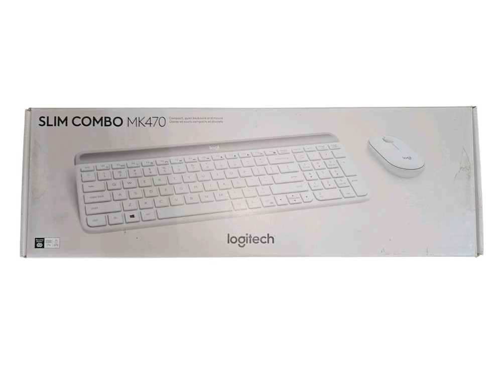Logitech - MK470 Full-size White Wireless Scissor Keyboard and Mouse Bundle