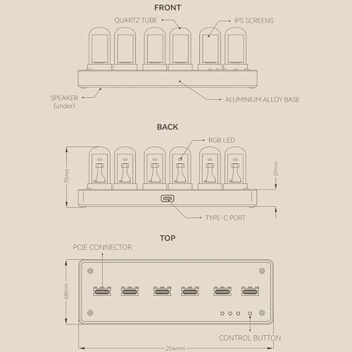 IPS Nixie Tube Clock, Electronic Desk Clock, 6-Bit IPS LCD Screen, Cool Desk