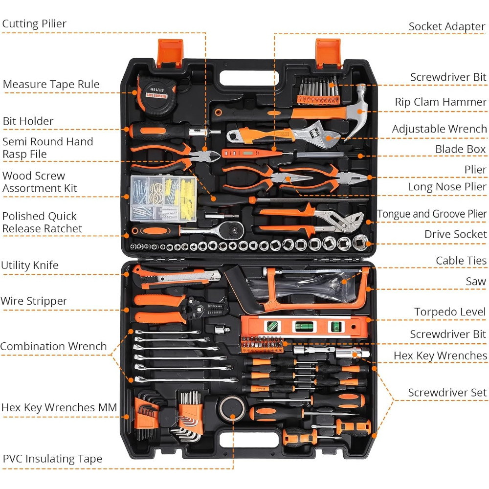 Comprehensive Socket & Tool Set 236 Pcs W/ Case for Car Repairs, Drives Included