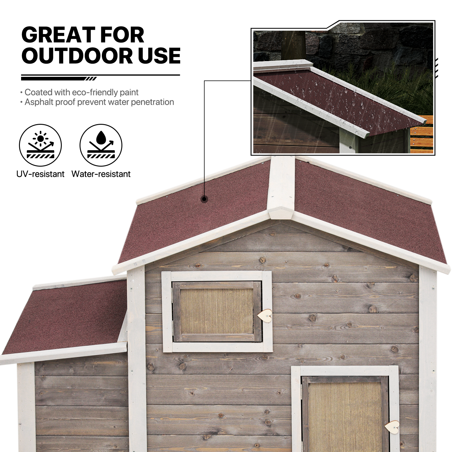 46"Wooden Chicken Coop Cage Hen Rabbit Hutch 2-Tier Poultry Habitat Animal House