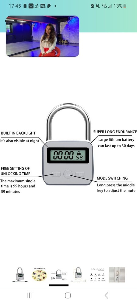 Metal Timer Padlock Rechargeable, LCD Display, 99 Hours Max Timing