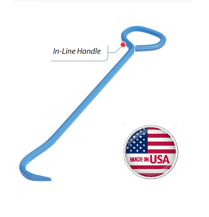 Manhole Cover Hook, 24" Solid Hex shape steel, Inline handle, Pointed tip, USA