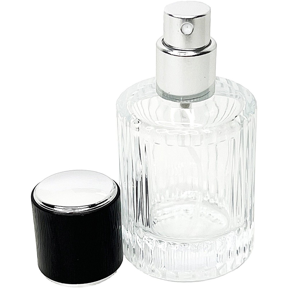 30ml 1oz Empty Thick Glass Perfume Black Silver Cap Spray Bottles Atomizer