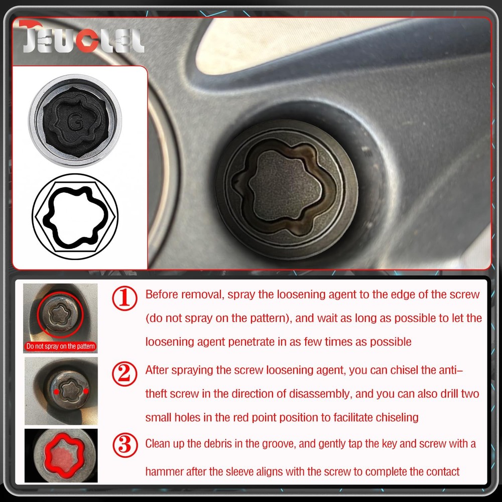G Wheel Locking Nut Key Compatible with Audi Series, (Socket OD 27mm - White