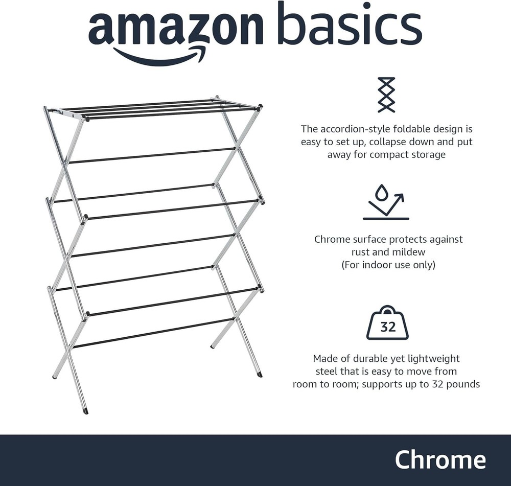 Durable & Portable Foldable Laundry Rack - Supports 32 lbs, Compact for Storage