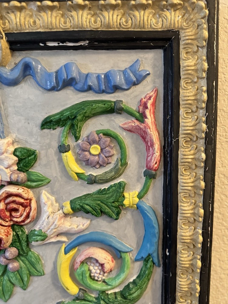 Antique Plaster Floral Relief Wall Panel Architectural Carousel Style 24”