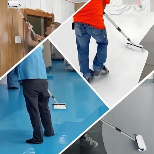 9” Spiked Roller for Self-Leveling Concrete & Epoxy - Adjustable Handle, Bubble