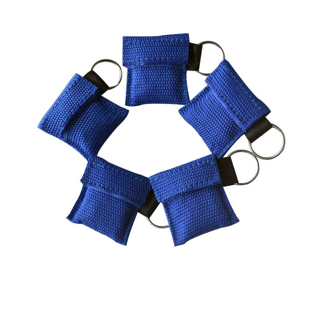100pcs First Aid CPR Mask CPR Face Shield Emergency Training Blue One Way valve