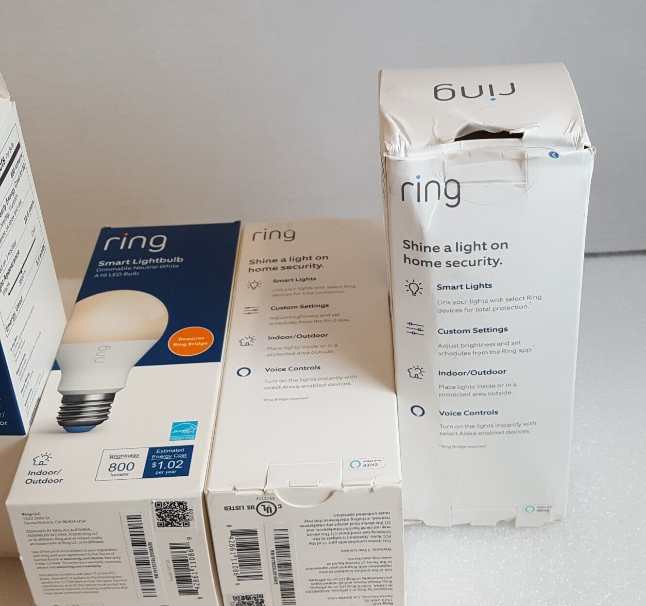 4 x Ring A19 Smart LED Bulb White *Requires Ring Bridge To Use* Works With Alexa