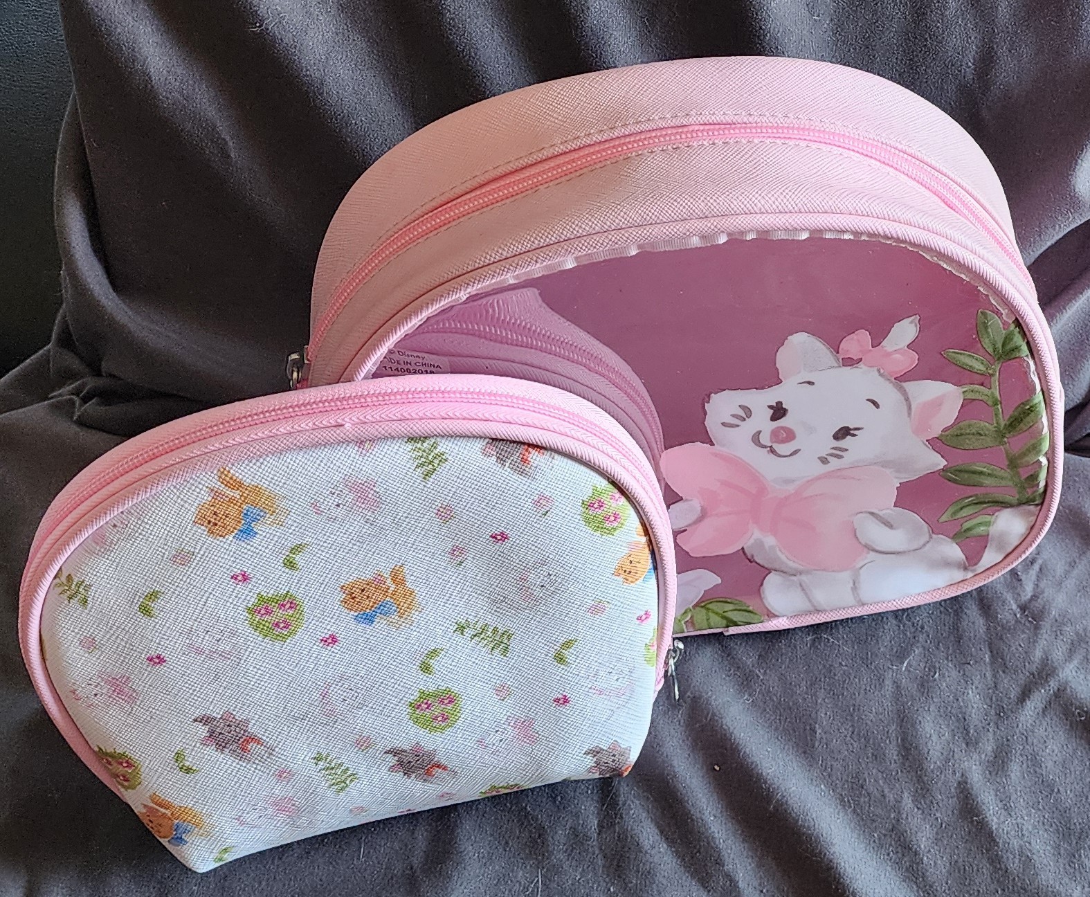 Disney The Aristocats Marie Cosmetic Makeup Bag 2 Piece Set GENTLY USED/NO TAGS