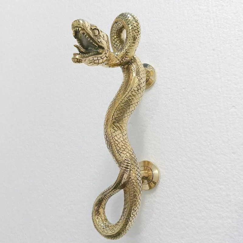 strong hidden fix leg Brass Large SNAKE Python Curly body Old Style handle heavy