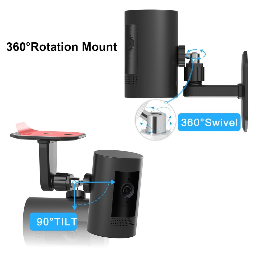2Pack Adjustable Wall Mount Bracket Compatible with Ring Stick Up Cam & Black