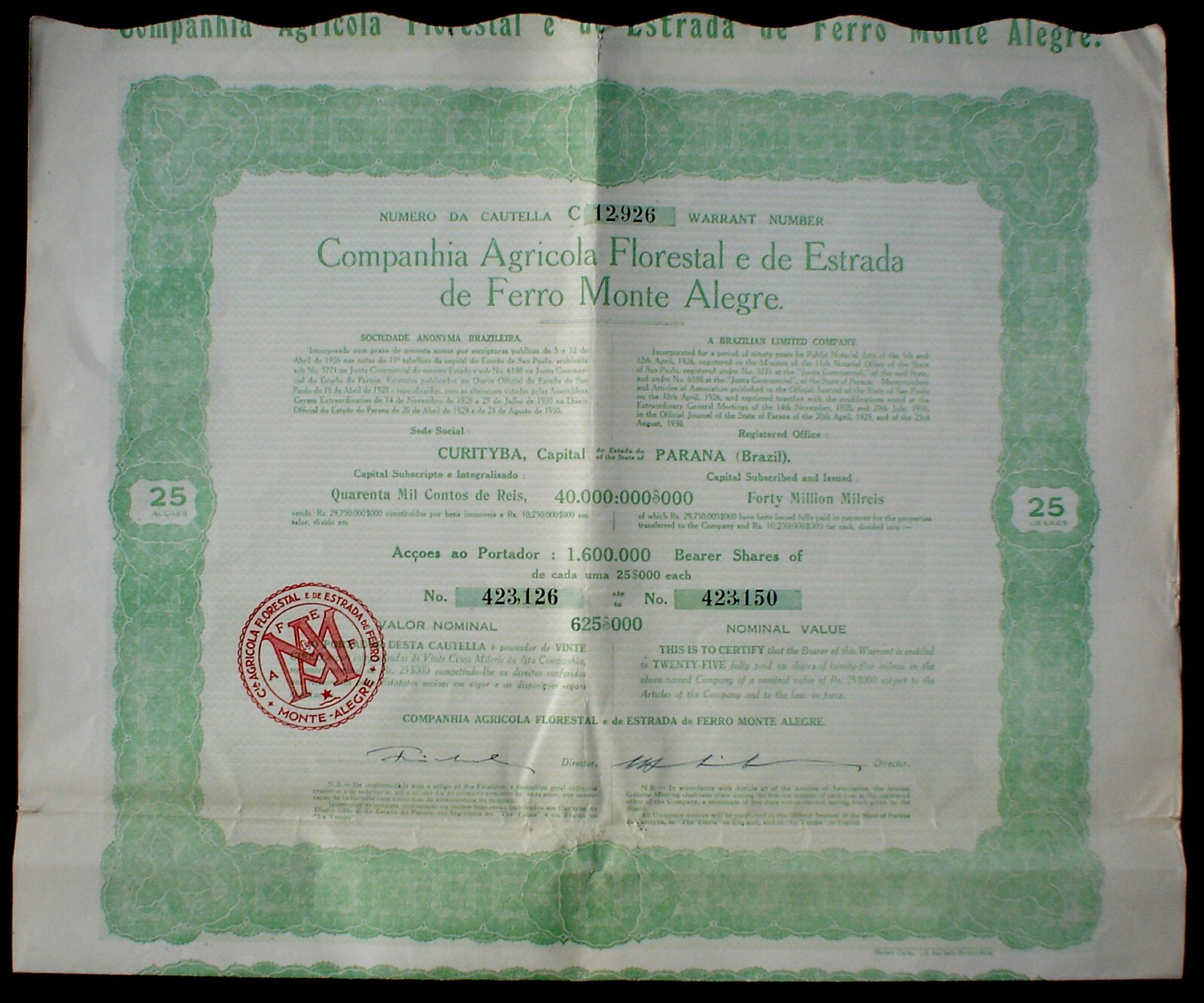 Brazil, Collection of 12 Bonds and Stocks 1885 - 1939, all are uncancelled