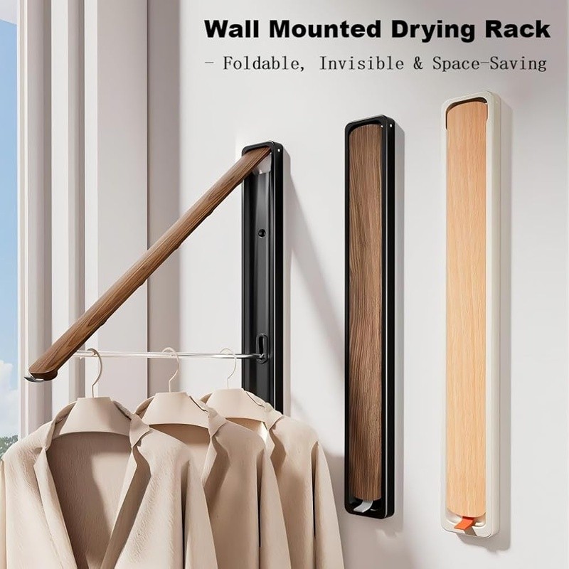 Retractable Wall Mounted Clothes Rack Space Saving Aluminum Drying Organizer New