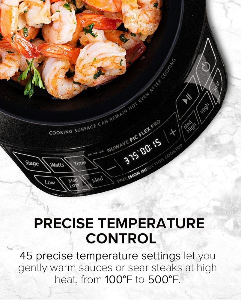 Nuwave Flex Pro 10.25” Precision Induction Cooktop with IMD Touch Display, LED,