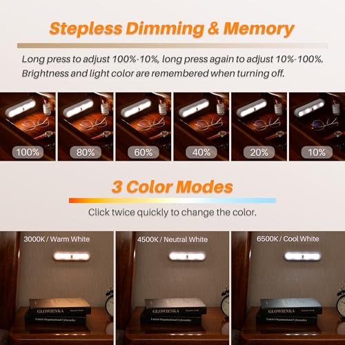 3 Pack 7” Dimmable Push Tap 7 inch, Push Control 3 Color Modes & Dimmable