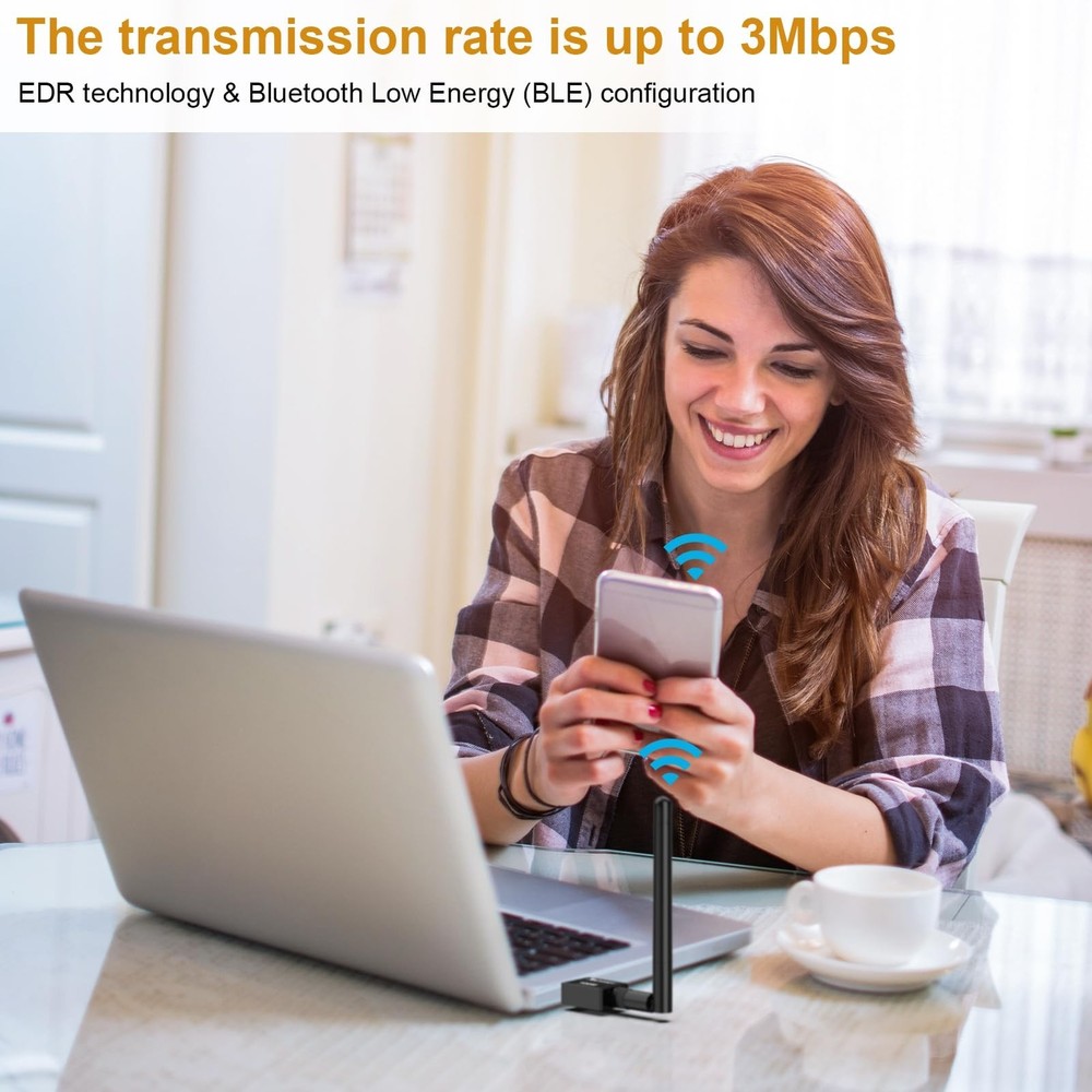 USB Bluetooth 5.4 Adapter for Desktop PC, Long Range 500FT Wireless Transfer ...