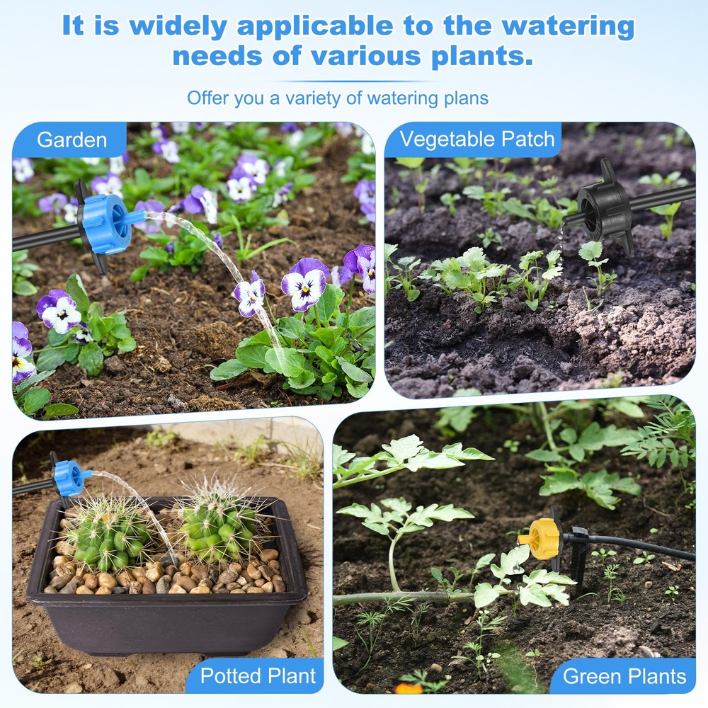 100-Pack Drip Irrigation Emitters, 2 GPH Plastic Irrigation Drippers [Blue]