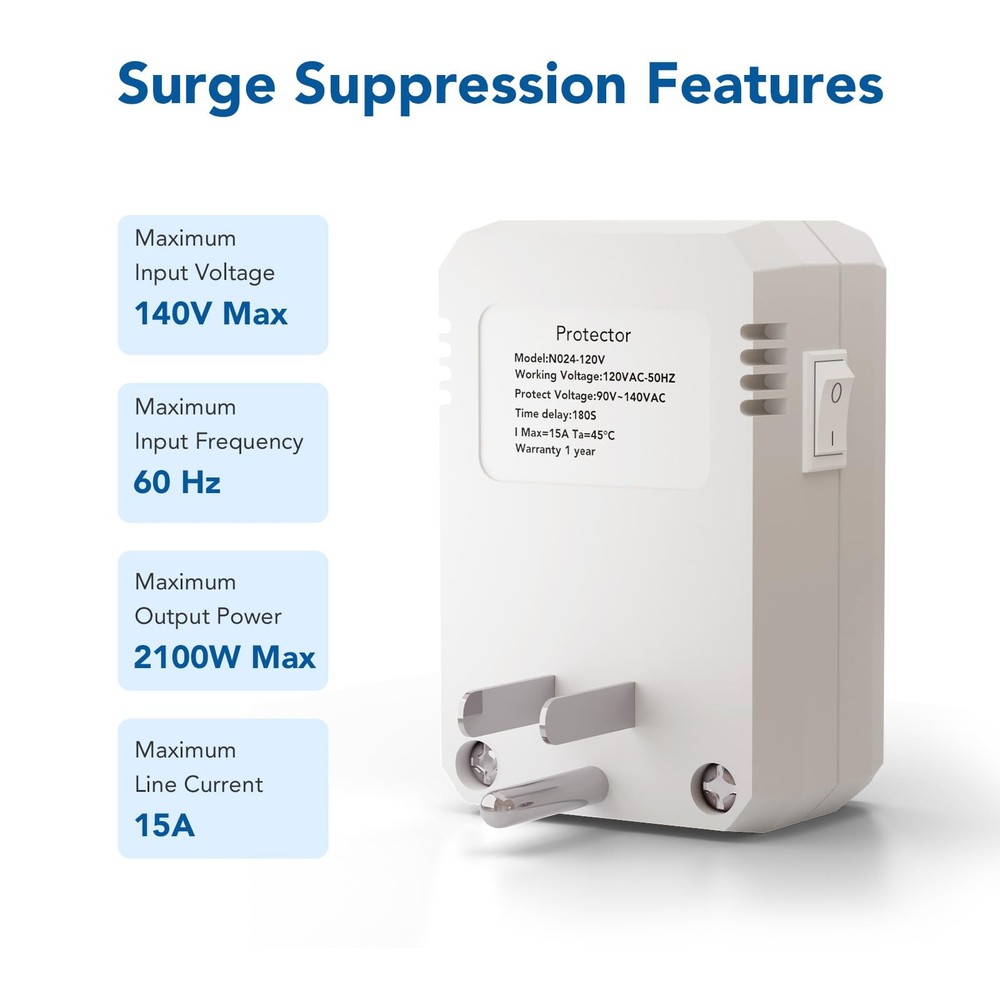 Single Outlet Surge Protector, Small Surge Protector Wall Tap with Ground Pro...