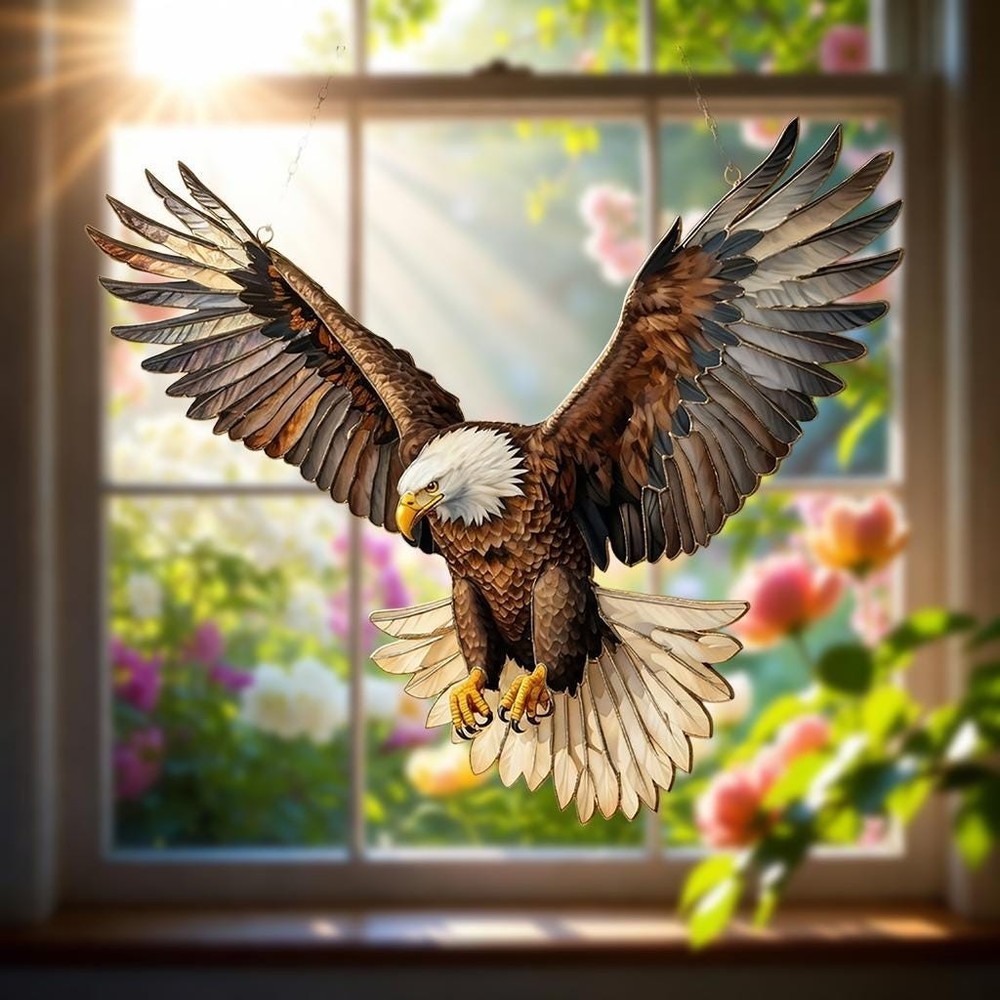 Bald Eagle Window Suncatcher: Acrylic Wildlife Decoration