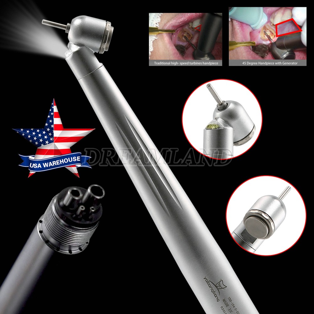 Dental 45 Degree Surgical High Speed Handpiece LED E-generator Push Button 4Hole