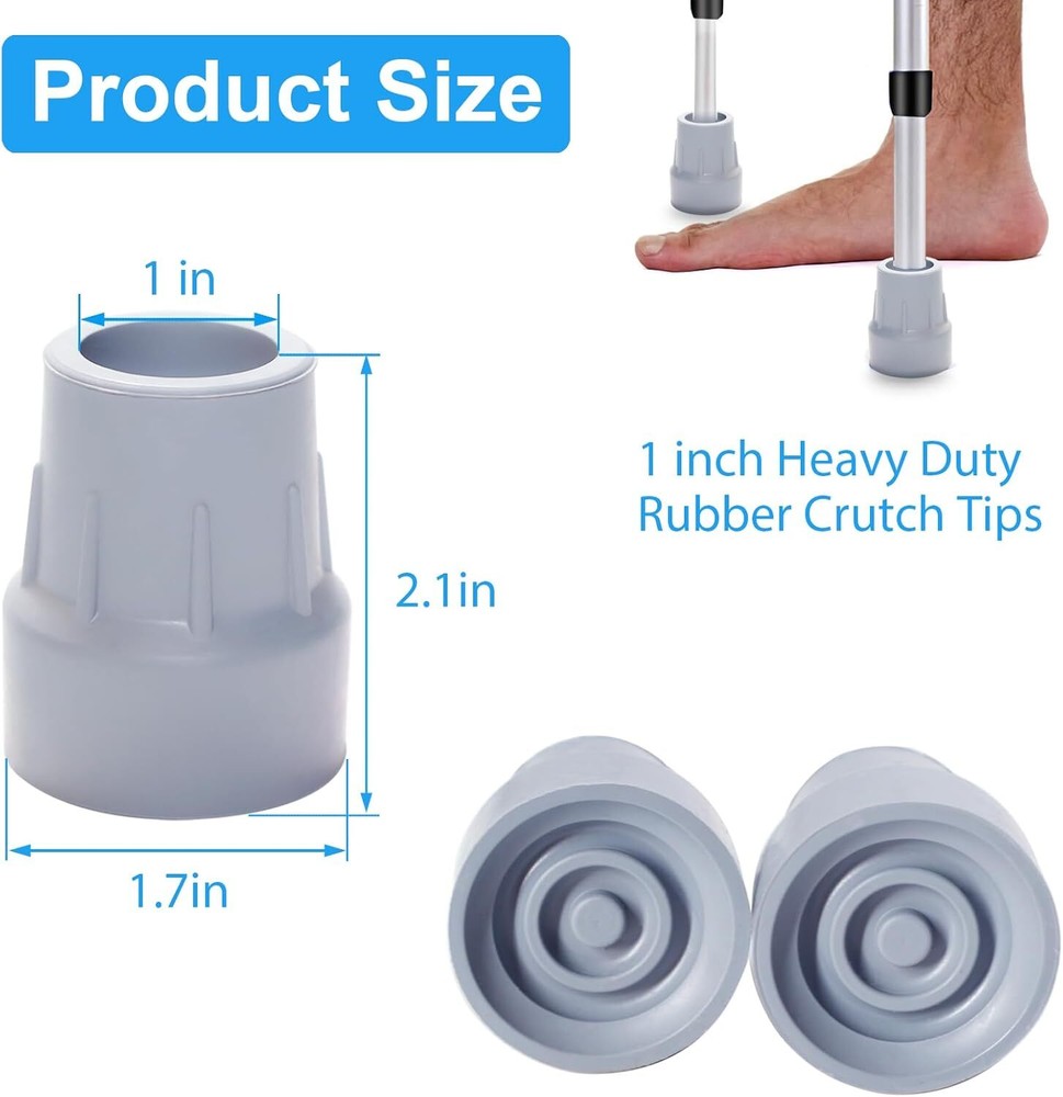 Crutch Tips, 4 Pack 1 inch Heavy Duty Rubber Tips Replacement Rubber...