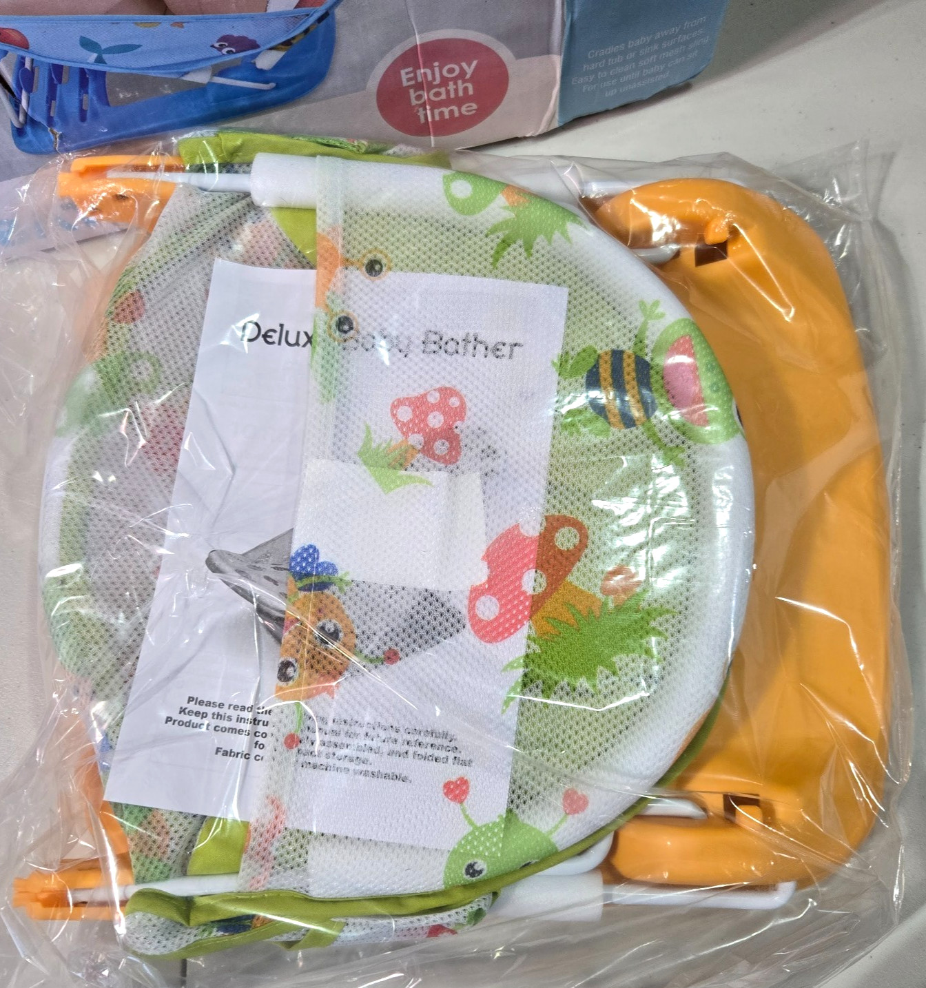 Folding Bath Sling with 3 Position Recline Deluxe Baby Bather - Green NIB