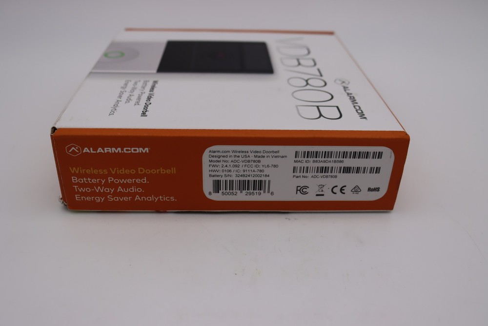 Alarm.com VDB780B Wireless Video Doorbell