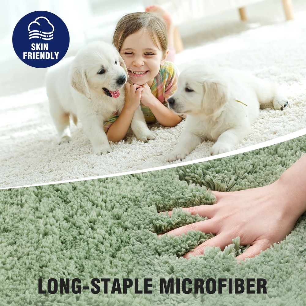 TECHMILLY Super Soft Shaggy Bathroom Rugs, 1'5" x 2' (Rectangular), Sage