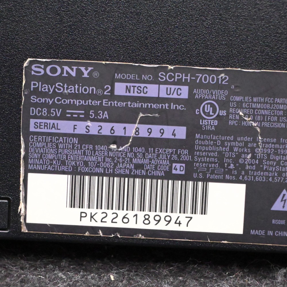 Sony PlayStation 2 Slim SCPH-70012 Console w/ Controller & Cords - Tested
