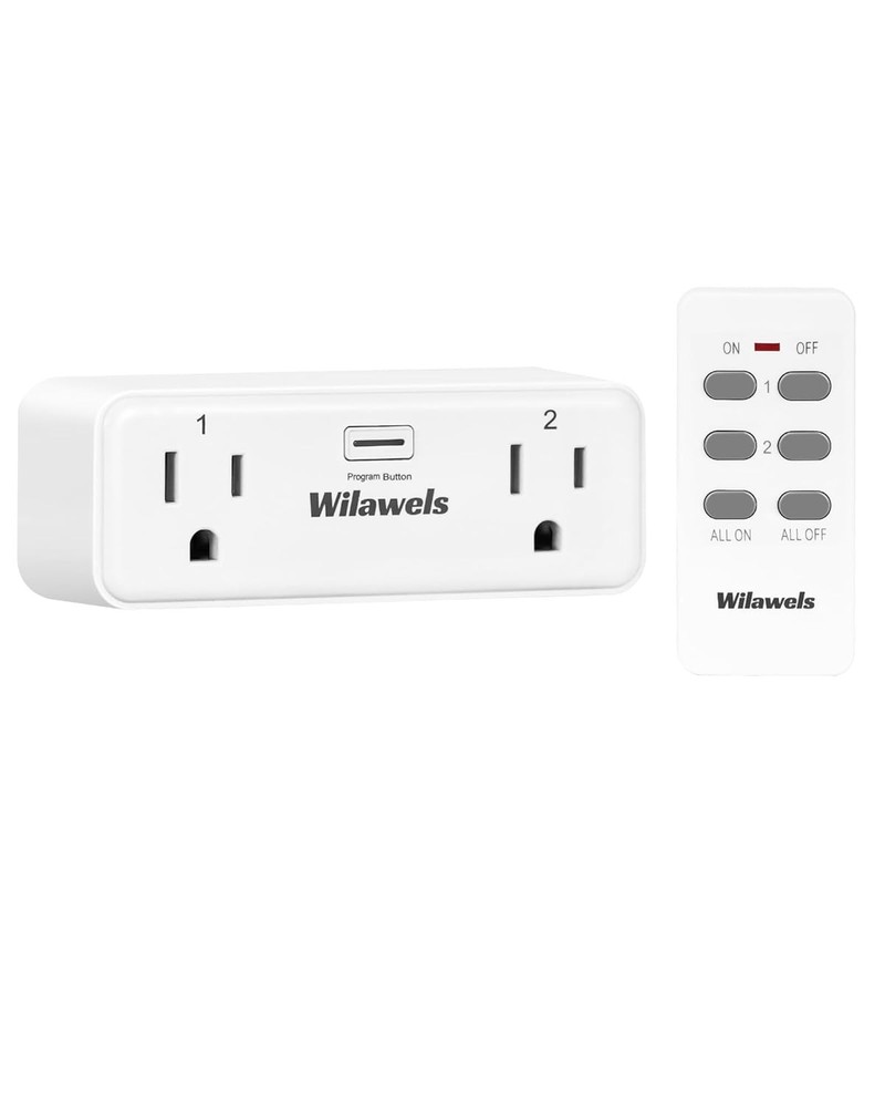 2 Pack Remote Control Outlet with 15A, Independent Control Sockets