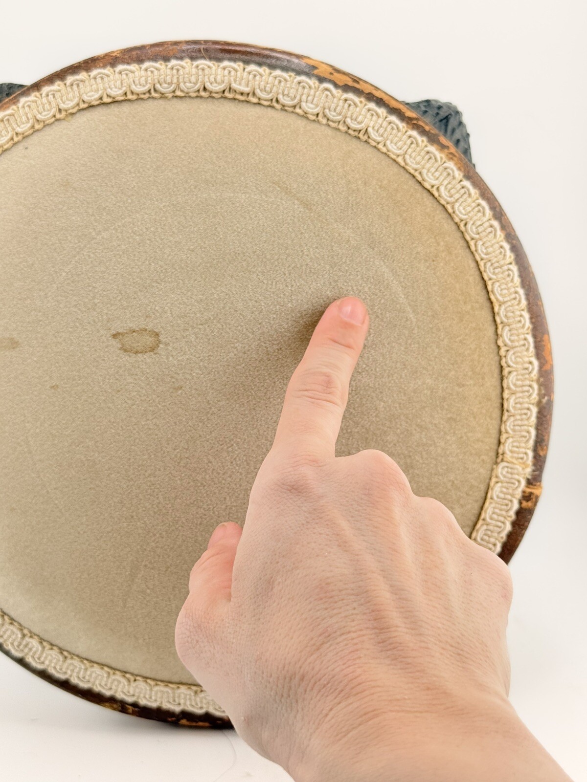 Antique Victorian Cast Iron Wood Foot Stool Ornate Read Description Partial Labe