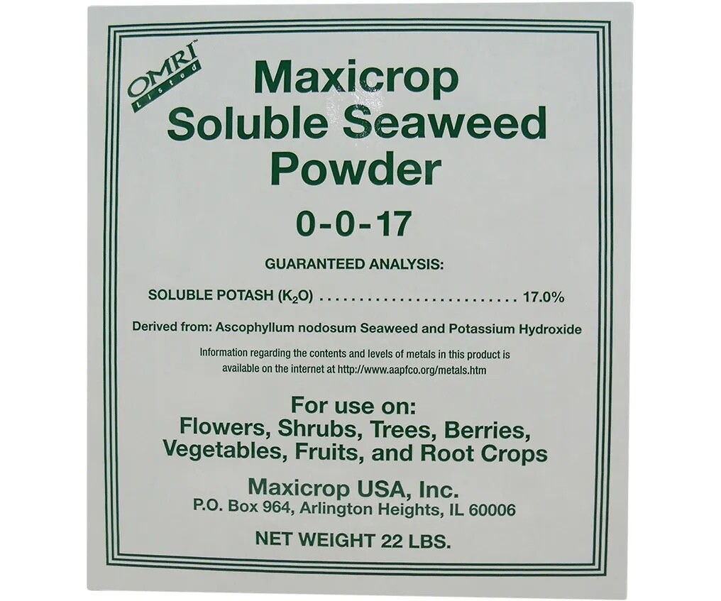 Maxicrop, , 44 lb bags of soluble seaweed powder, reduced again for spring
