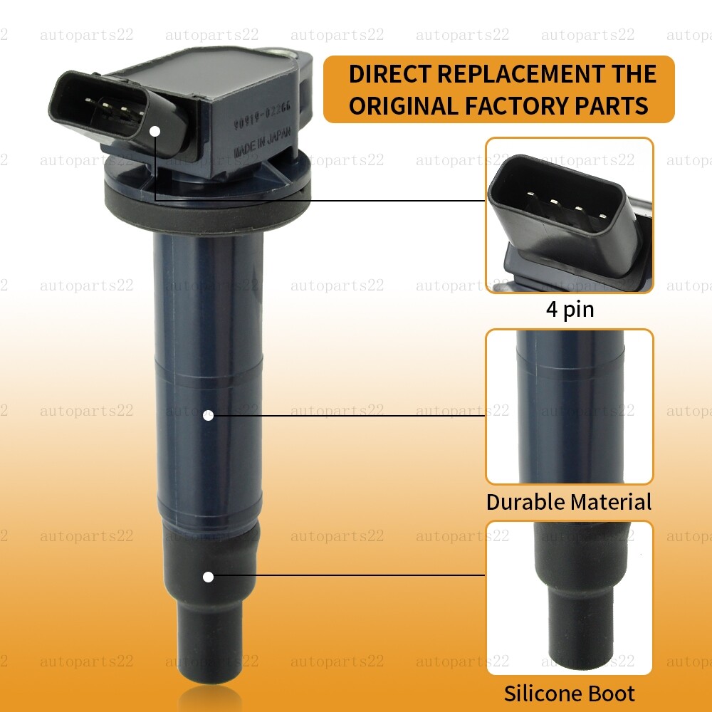 OEM UF333 4x Ignition Coil & 4x Iridium Spark Plug For 2002-11 Toyota Camry 2.4L