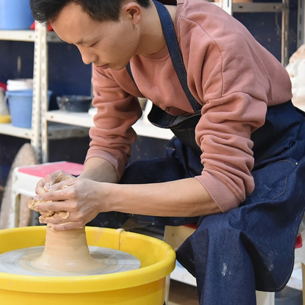 Adjustable Split Leg Pottery Apron with Pocket, Sculpture Mud-Retaining Overalls