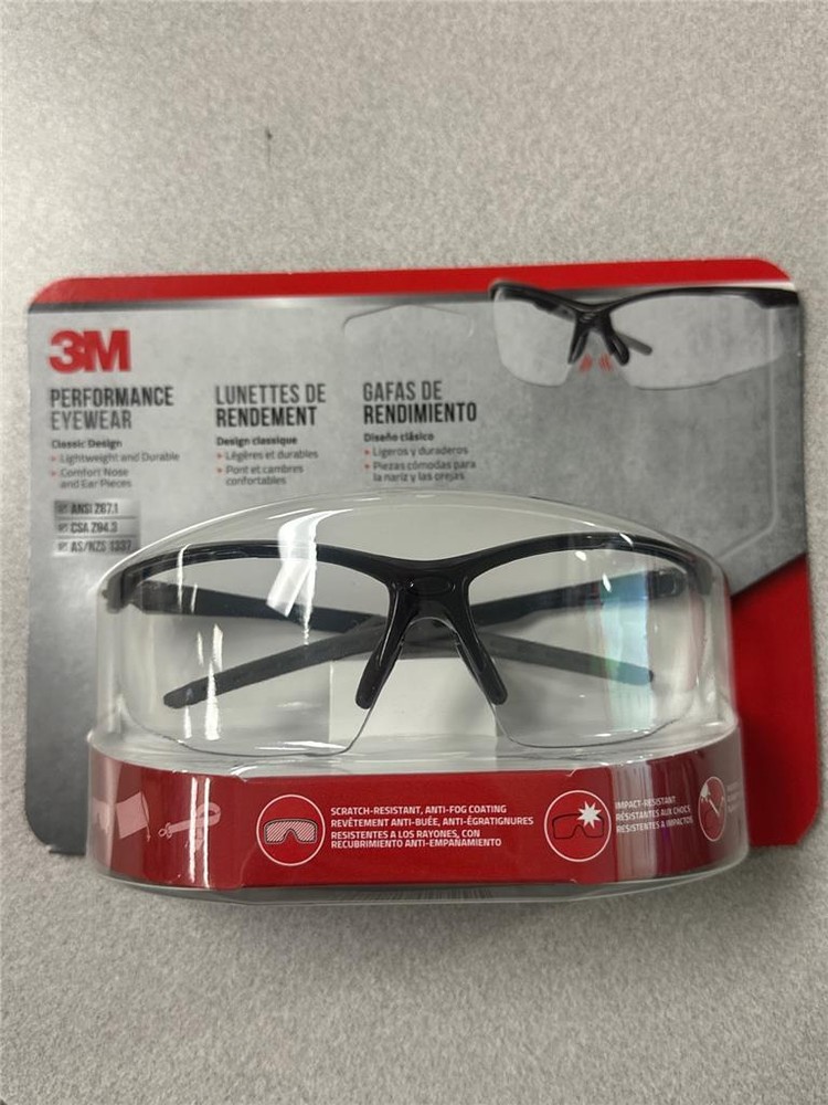 ^ 3M Performance Eyewear, Multi-Purpose Design, Black Frame, Clear Lens, 1/Pack