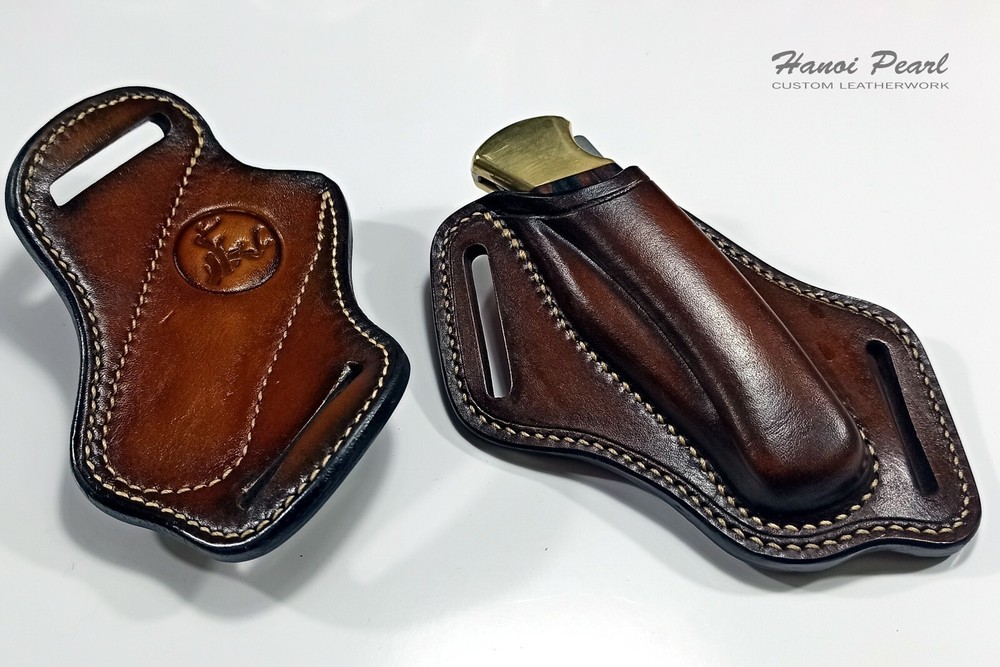 Custom Cross Draw Leather Sheath for Buck 110 Folding Hunter