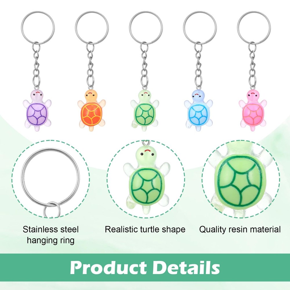 60 Pcs Mini Turtle Keychain Bulk, Multicolor Resin Turtle Figurines for Party...