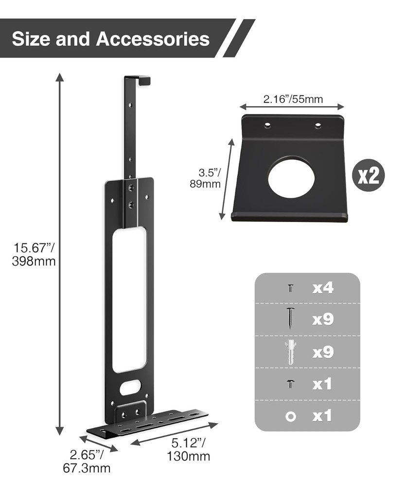 Upgraded Adjustable Console Holder Wall Mount for PS5: Black Gaming Stand for Pl