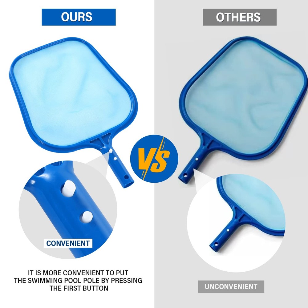 Pool Skimmer - Pool Net, Pool Skimmer Net with Solid Plastic Frame, Skimmer N...