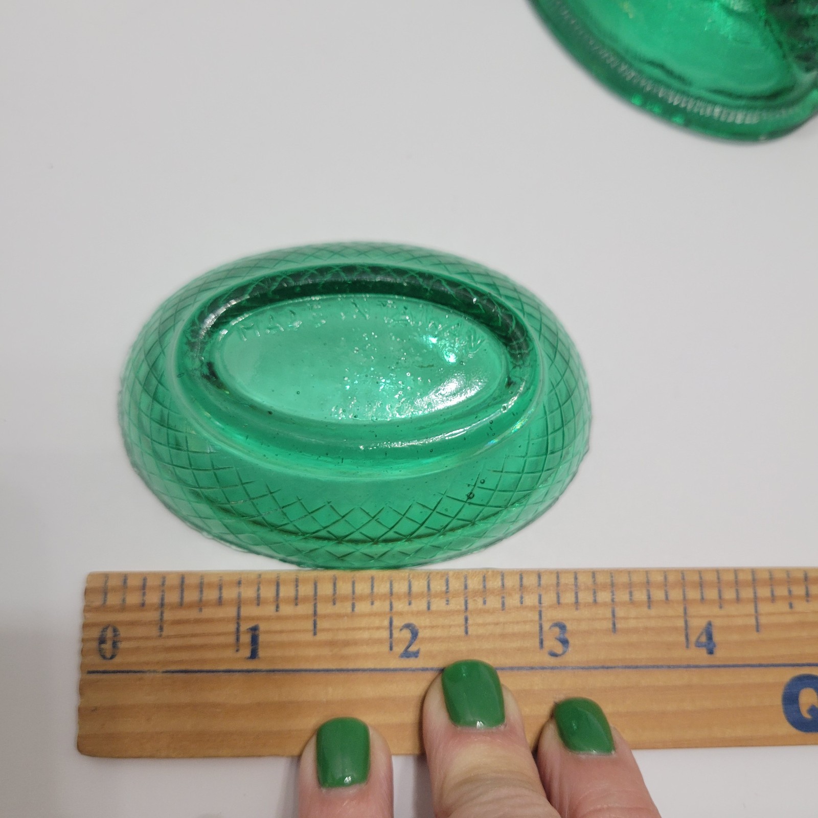 Vintage Green Glass Mini Hen On A Nest Salt Cellar Made In Taiwan 3.5" Chicken